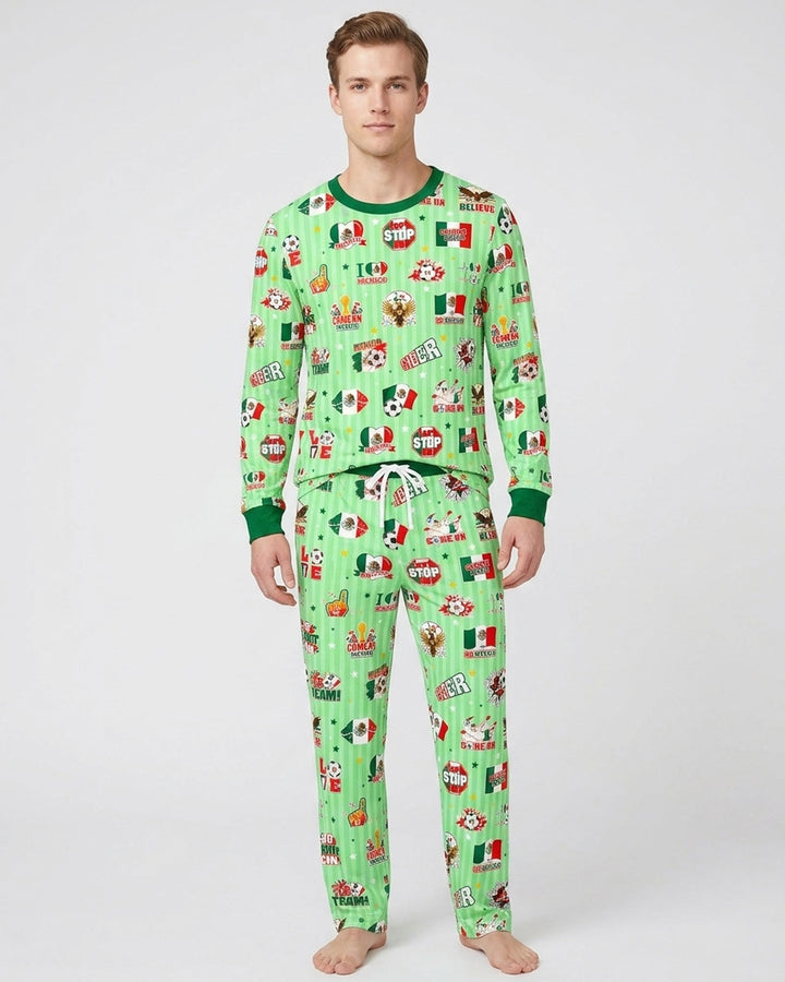 Soccer Game Day Go Team Mexico Family Matching Bamboo Men's Pajama Set