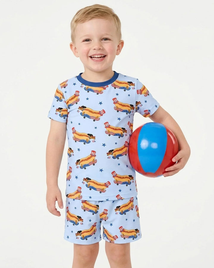 American Hot Dog Bamboo Two Piece Short Sleeve Shorts Pajama Set