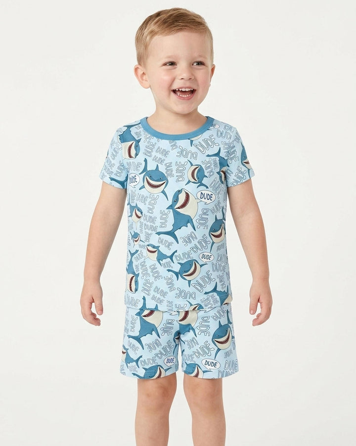Dude Shark Bamboo Two Piece Short Sleeve Shorts Pajama Set