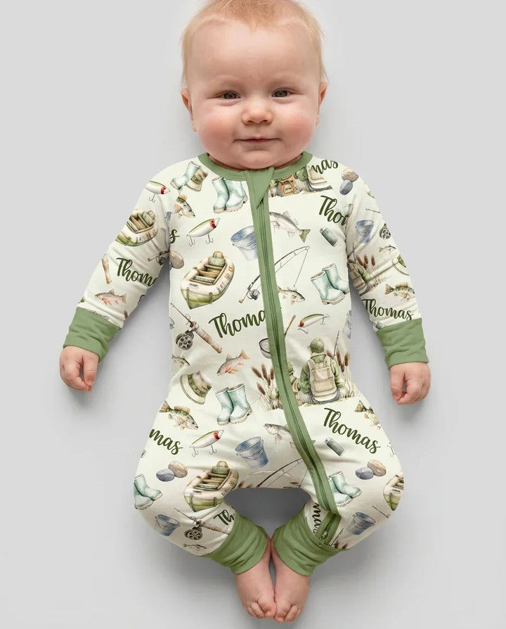 Custom Name Fishing Day Daddy & Me Matching Bamboo Convertible Zippy