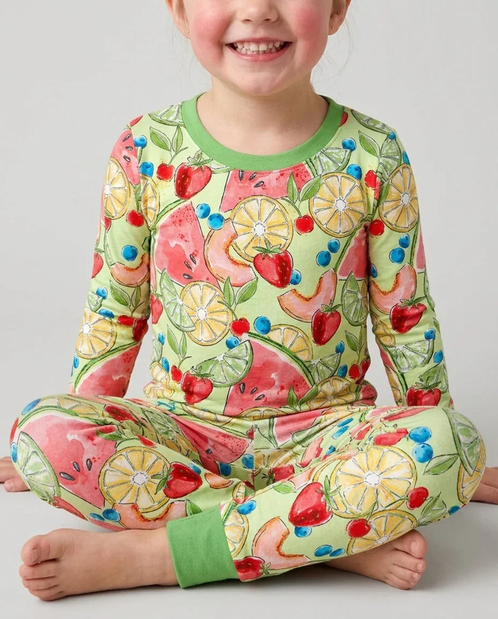 Sweet Summer Fruits Family Matching Bamboo Two Piece Long Sleeve Pajama Set