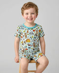 Conjunto de Pijama de Dos Piezas de Bambú a Juego para la Familia de Campistas Divertidos con Manga Corta y Pantalones Cortos