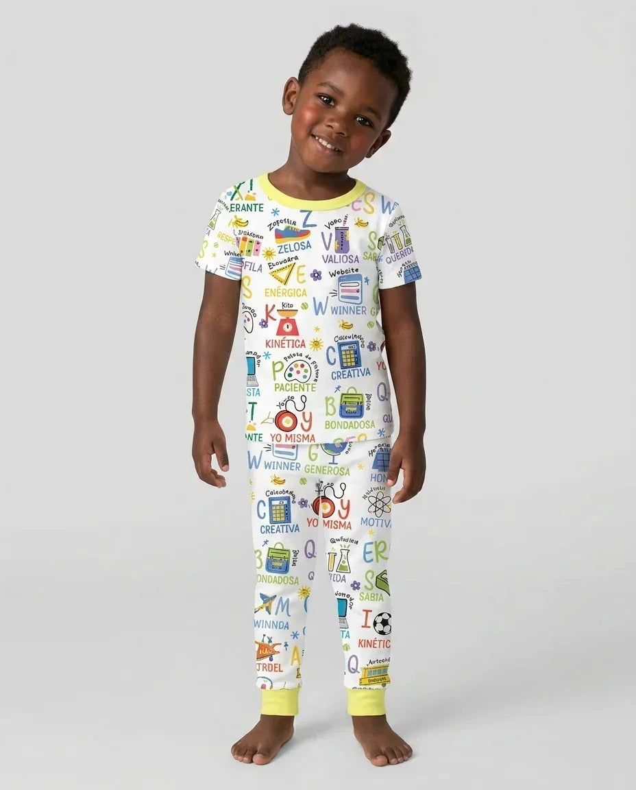 You Are Spanish Alphabet Version Bamboo Two Piece Short Sleeve Pajama Set