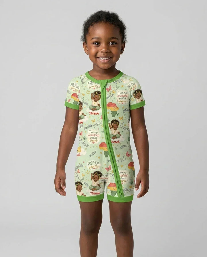 Custom Name Juneteenth I Am My Ancestors' Wildest Dream Bamboo Shorty Zippy
