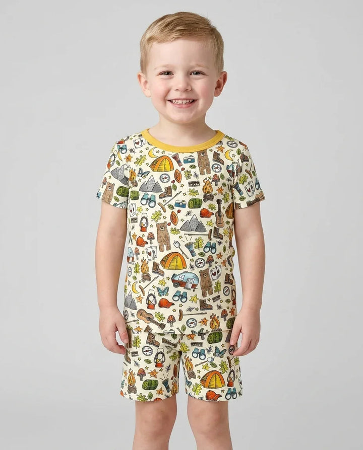 Funny Camper Family Matching Bamboo Two Piece Short Sleeve Shorts Pajama Set