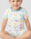 Dino Alphabet ABC Bamboo Two Piece Short Sleeve Shorts Pajama Set