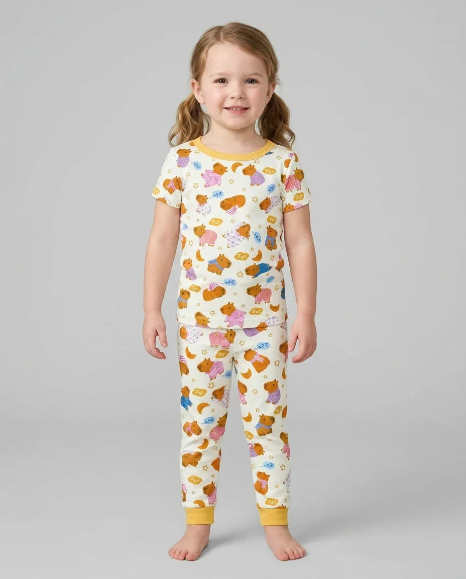 Capyjama Family Matching Bamboo Two Piece Short Sleeve Pajama Set