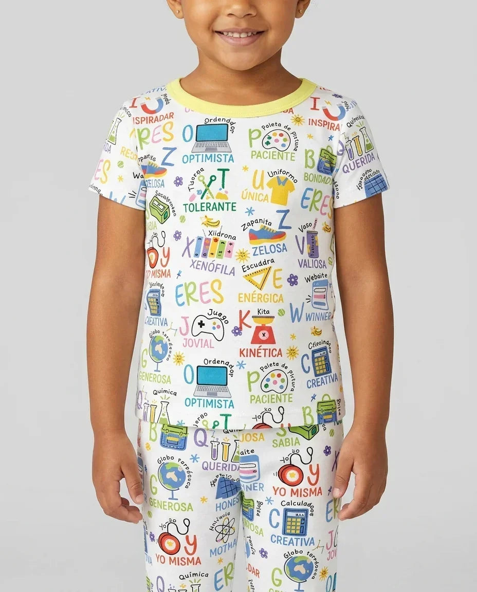 You Are Spanish Alphabet Version Bamboo Two Piece Short Sleeve Pajama Set