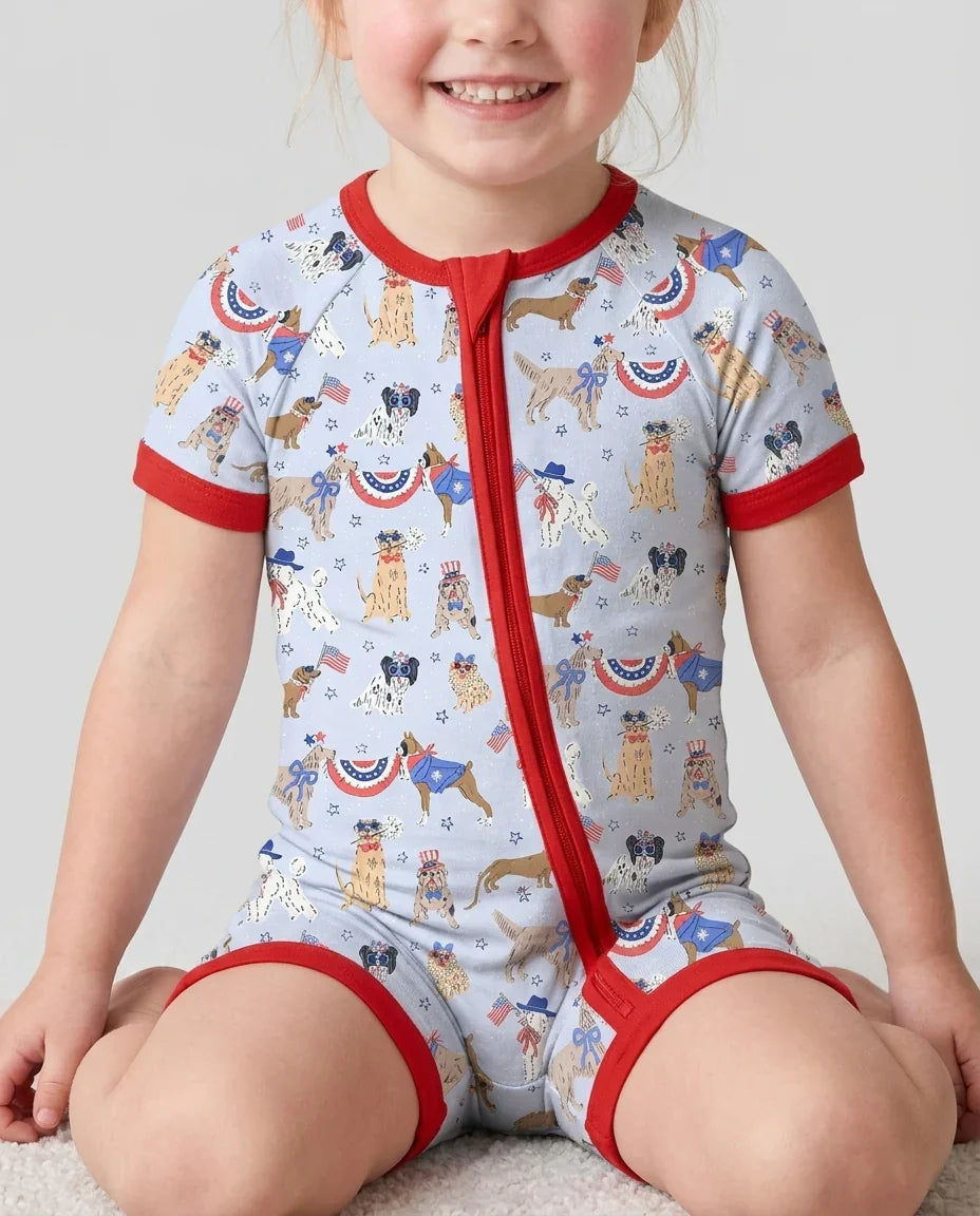 Patriotic Pups Family Matching Bamboo Shorty Zippy
