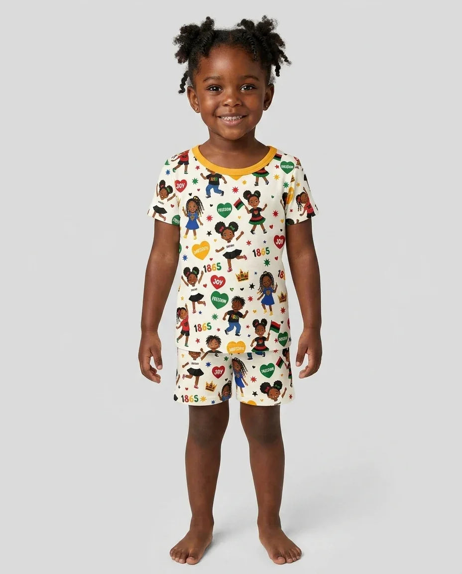 Celebrate Juneteenth Freedom Bamboo Two Piece Short Sleeve Shorts Pajama Set
