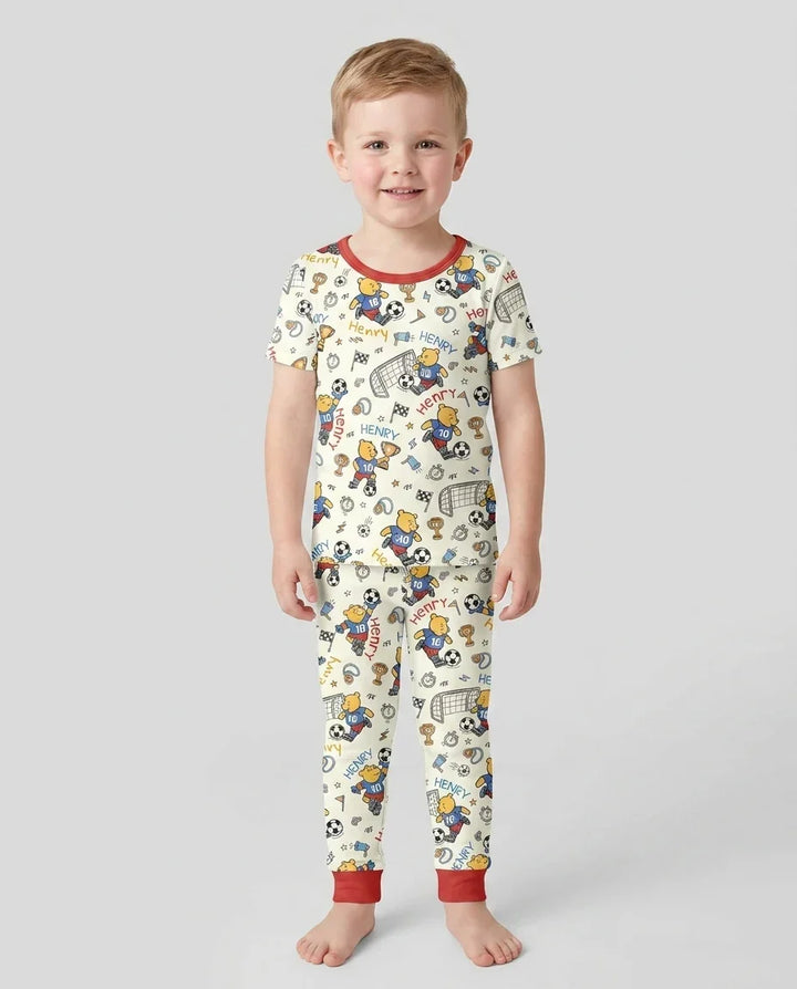 Conjunto de pijama de dos piezas de bambú de manga corta, plantilla personalizada