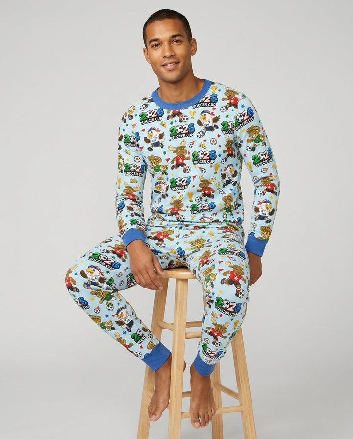 Soccer Cup Cute Mascots Bamboo Men's Pajama Set
