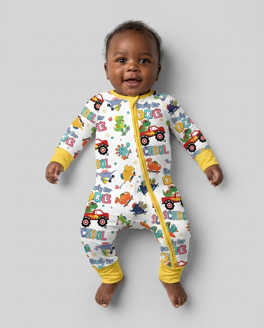 First Day of Preschool T-Rex Bamboo Convertible Zippy