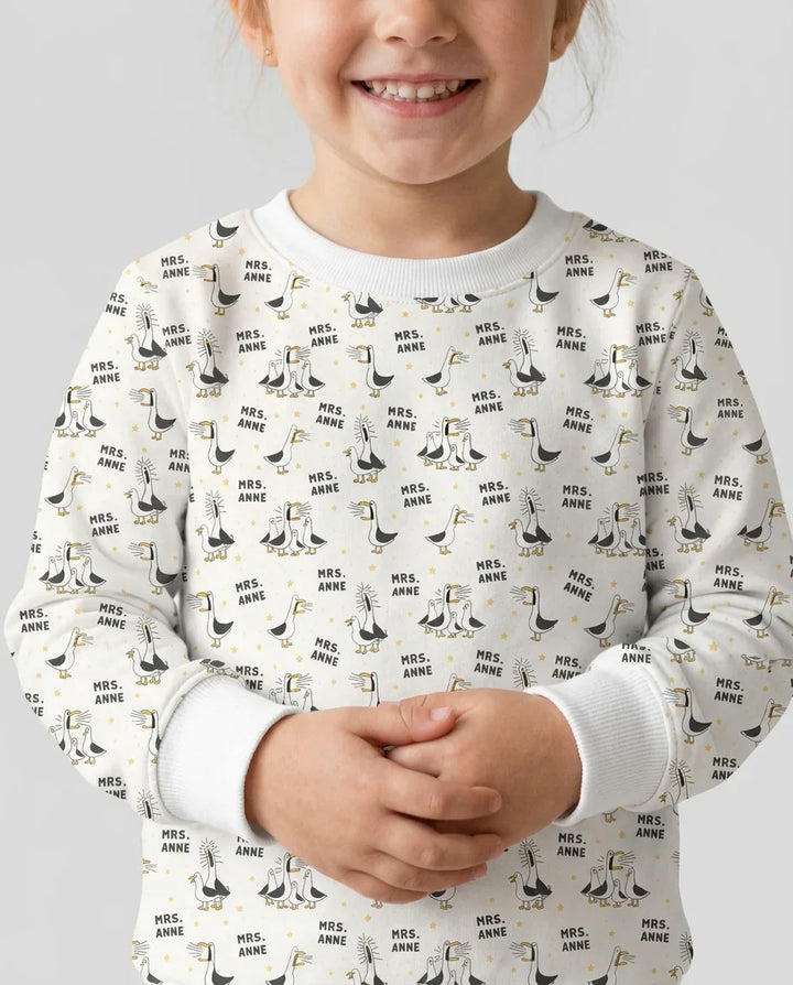 Personalisierter lustiger Möwen-Lehrer-Bambus-Rundhals-Sweatshirt