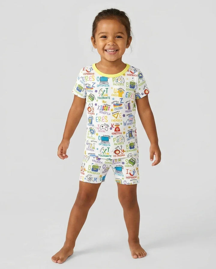 You Are Spanish Alphabet Version Bamboo Two Piece Short Sleeve Shorts Pajama Set