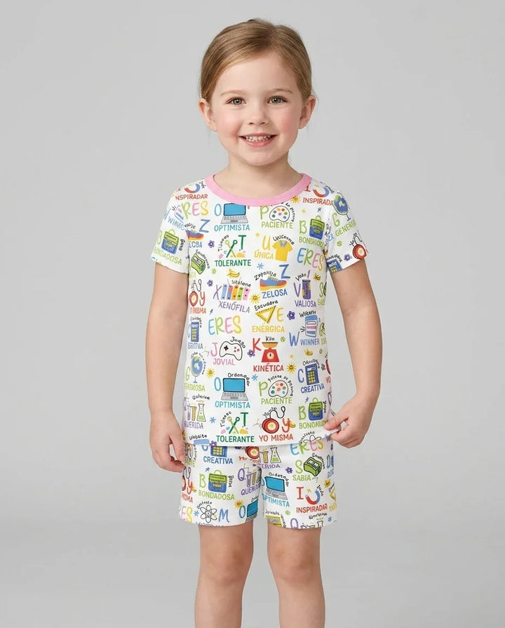 You Are Spanish Alphabet Version Bamboo Two Piece Short Sleeve Shorts Pajama Set