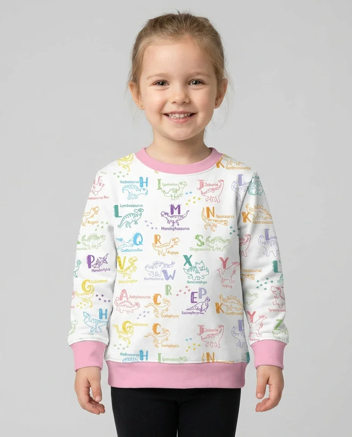 Sudadera con cuello redondo de bambú ABC con alfabeto de dinosaurios