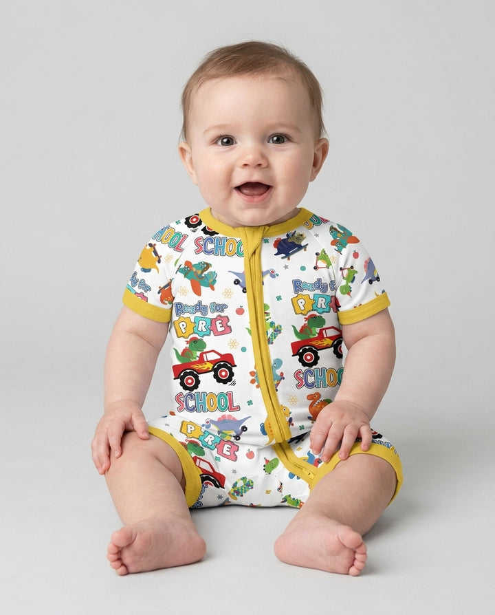 First Day of Preschool T-Rex Bamboo Shorty Zippy