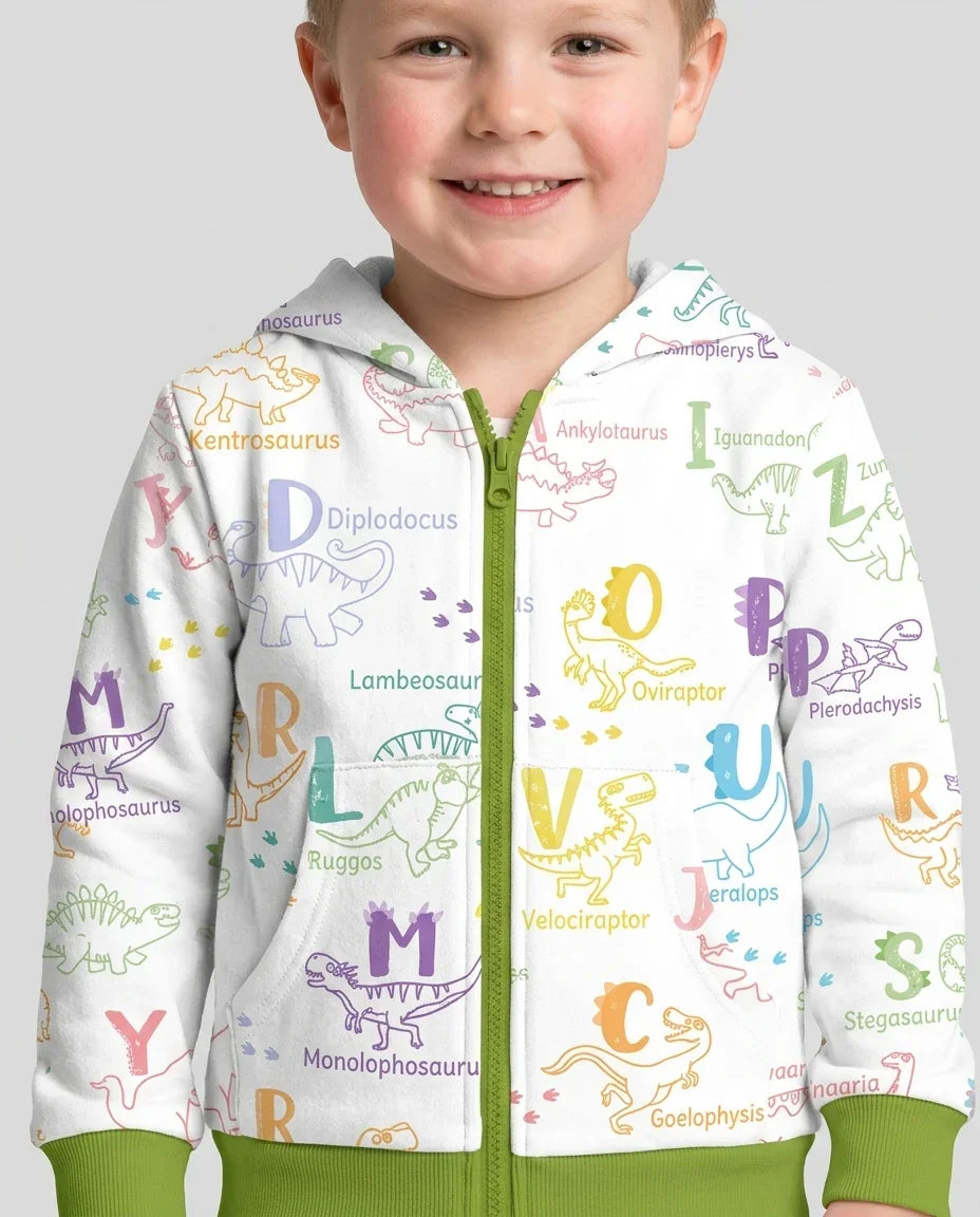 Dino Alphabet ABC Bamboo Zip Hoodie