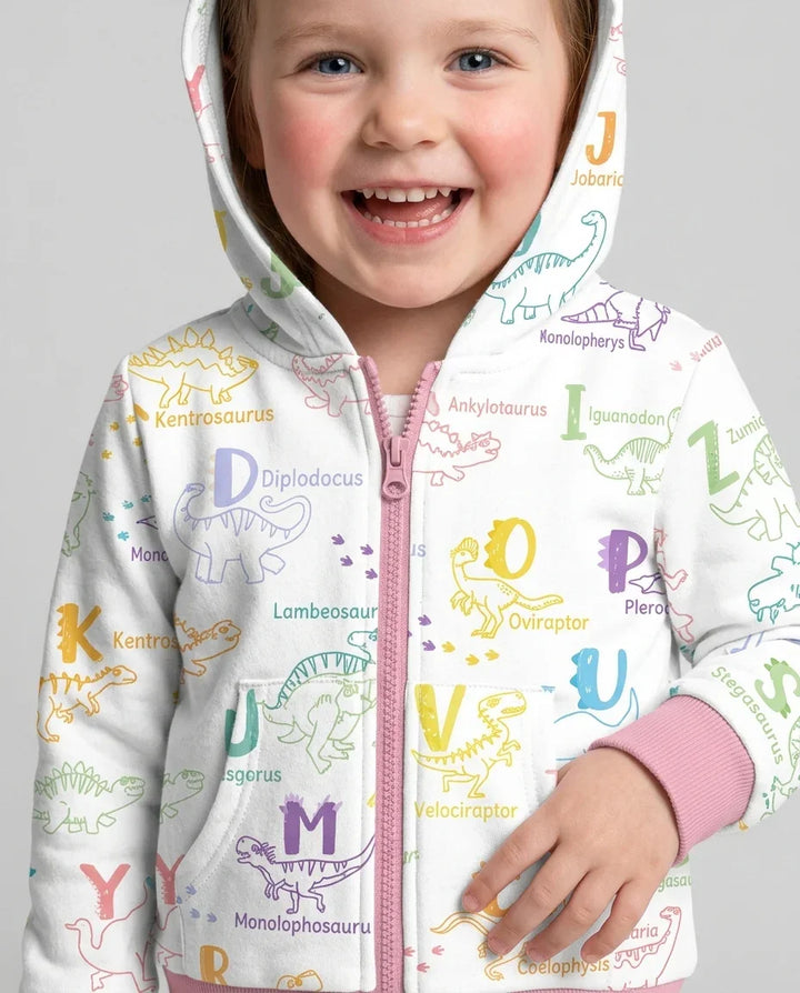 Dino Alphabet ABC Bamboo Zip Hoodie