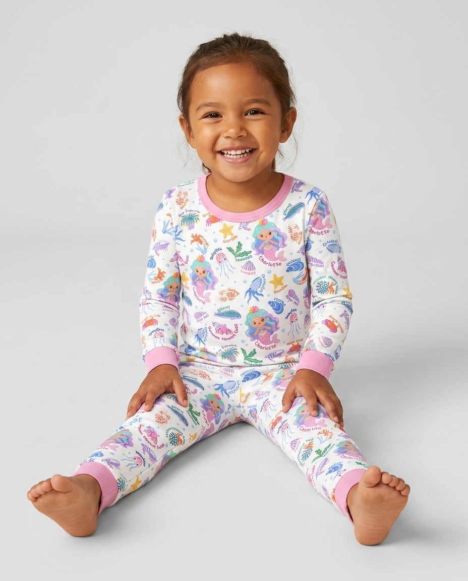 Conjunto de pijama de dos piezas de bambú con mangas largas, plantilla PERSONALIZADA