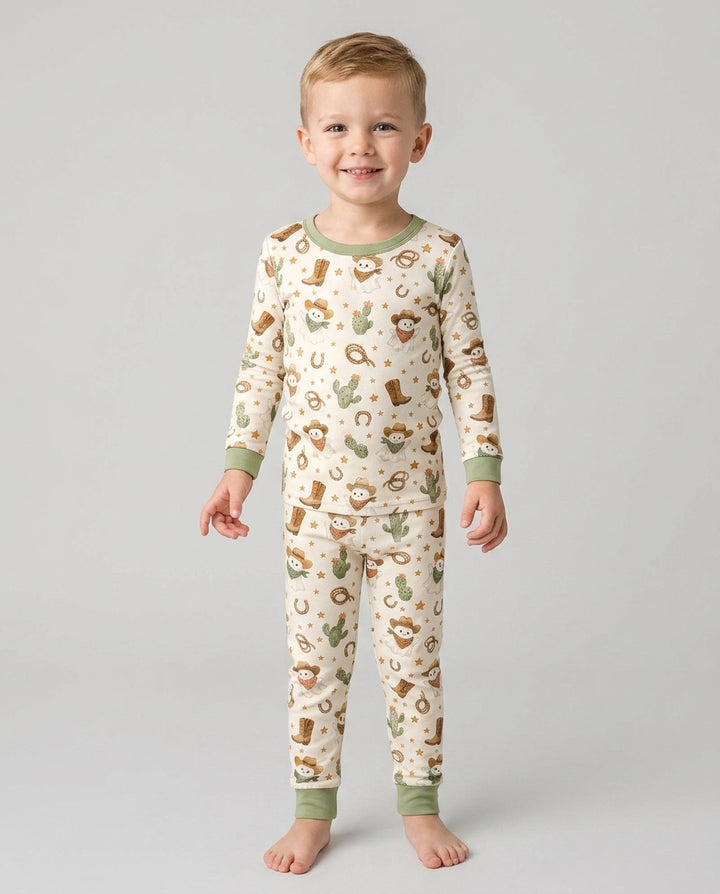 Conjunto de pijama de dos piezas de bambú con mangas largas, plantilla PERSONALIZADA