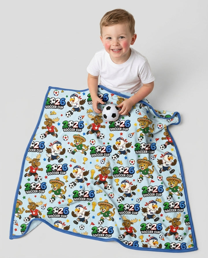 Soccer Cup Cute Mascots Bamboo Blanket