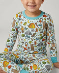 Conjunto de pijama de bambú de dos piezas de manga larga a juego para la familia de campistas divertidos