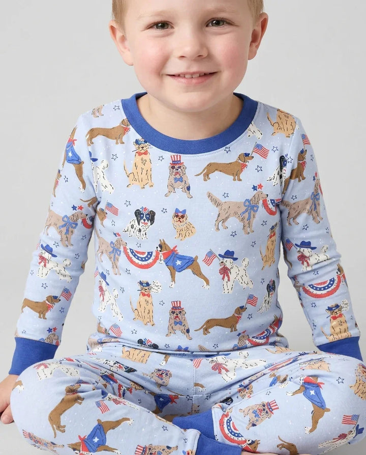 Patriotic Pups Family Matching Bamboo Two Piece Long Sleeve Pajama Set