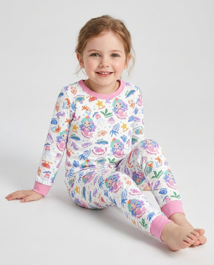 Conjunto de pijama de dos piezas de bambú con mangas largas, plantilla PERSONALIZADA