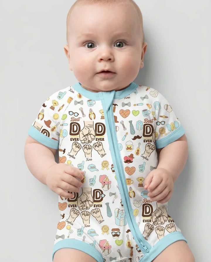Custom Kids Name Best Dad Ever Bamboo Shorty Zippy