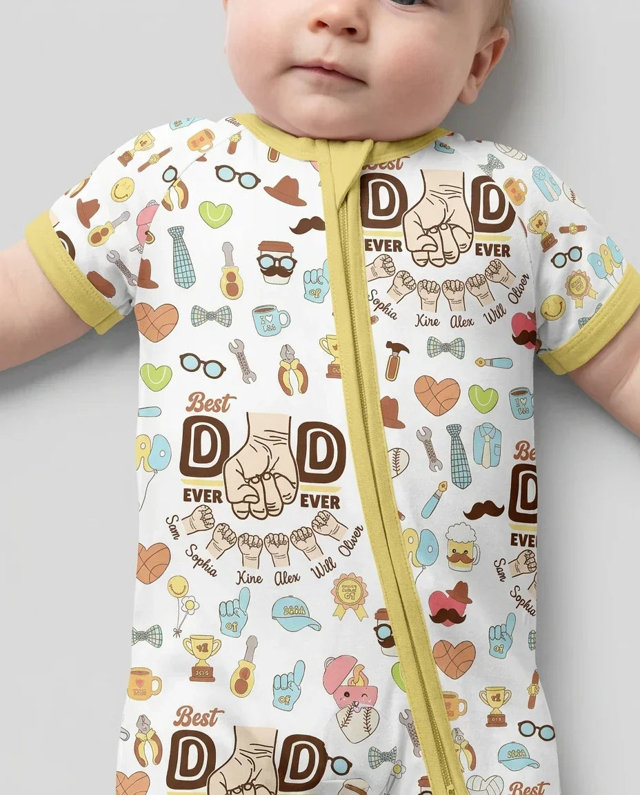 Custom Kids Name Best Dad Ever Bamboo Shorty Zippy