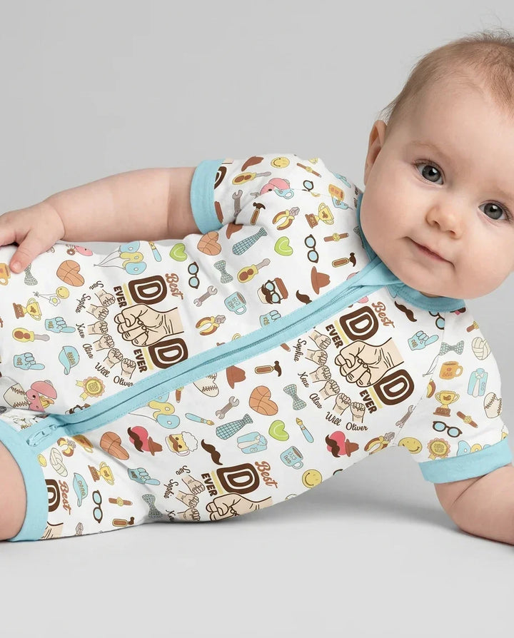 Custom Kids Name Best Dad Ever Bamboo Shorty Zippy