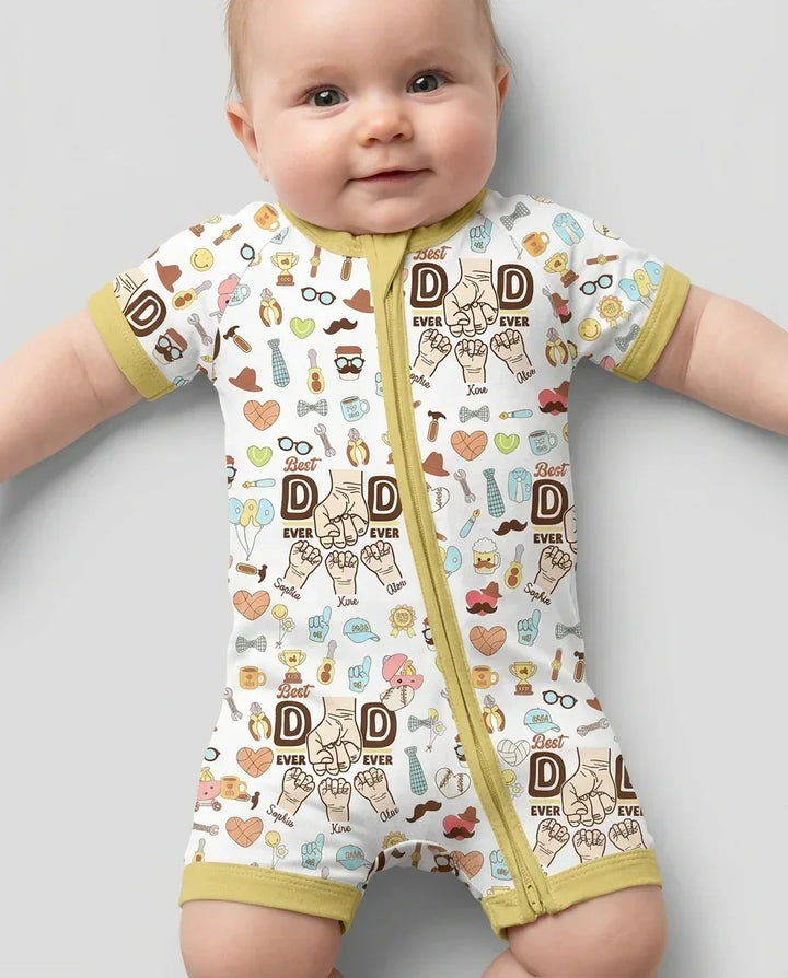 Custom Kids Name Best Dad Ever Bamboo Shorty Zippy
