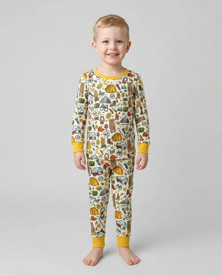 Zweiteiliges Langarm-Pyjama-Set mit Sommerfrüchten