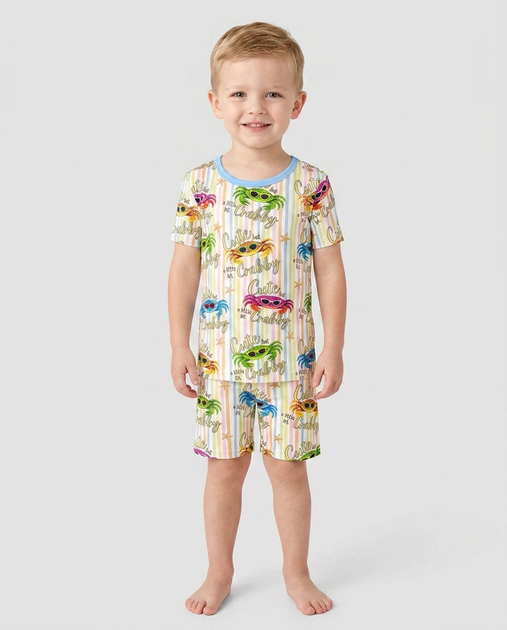 Conjunto de Pijama de Dos Piezas de Bambú con Mangas Cortas y Pantalones Cortos