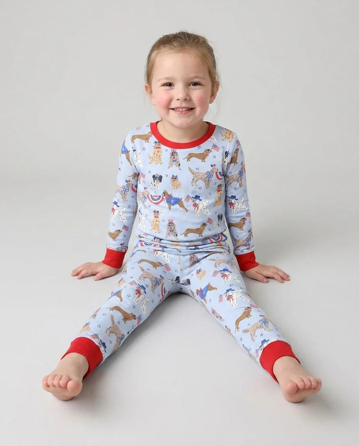 Patriotic Pups Family Matching Bamboo Two Piece Long Sleeve Pajama Set