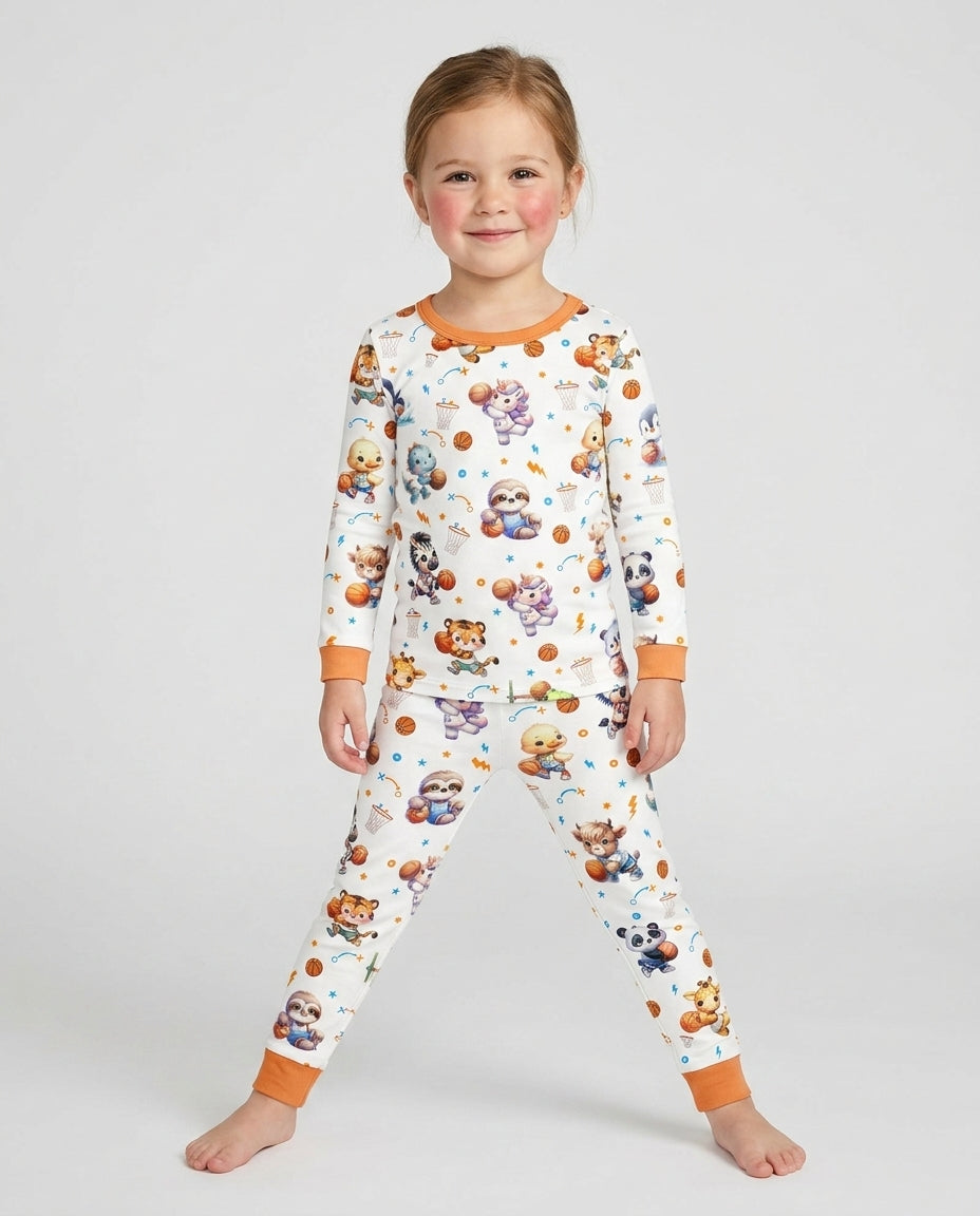 Zweiteiliges Langarm-Pyjama-Set mit Sommerfrüchten