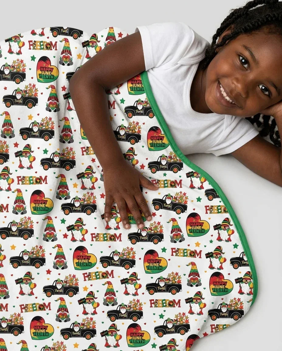 Gnome Happy Juneteenth Bamboo Blanket