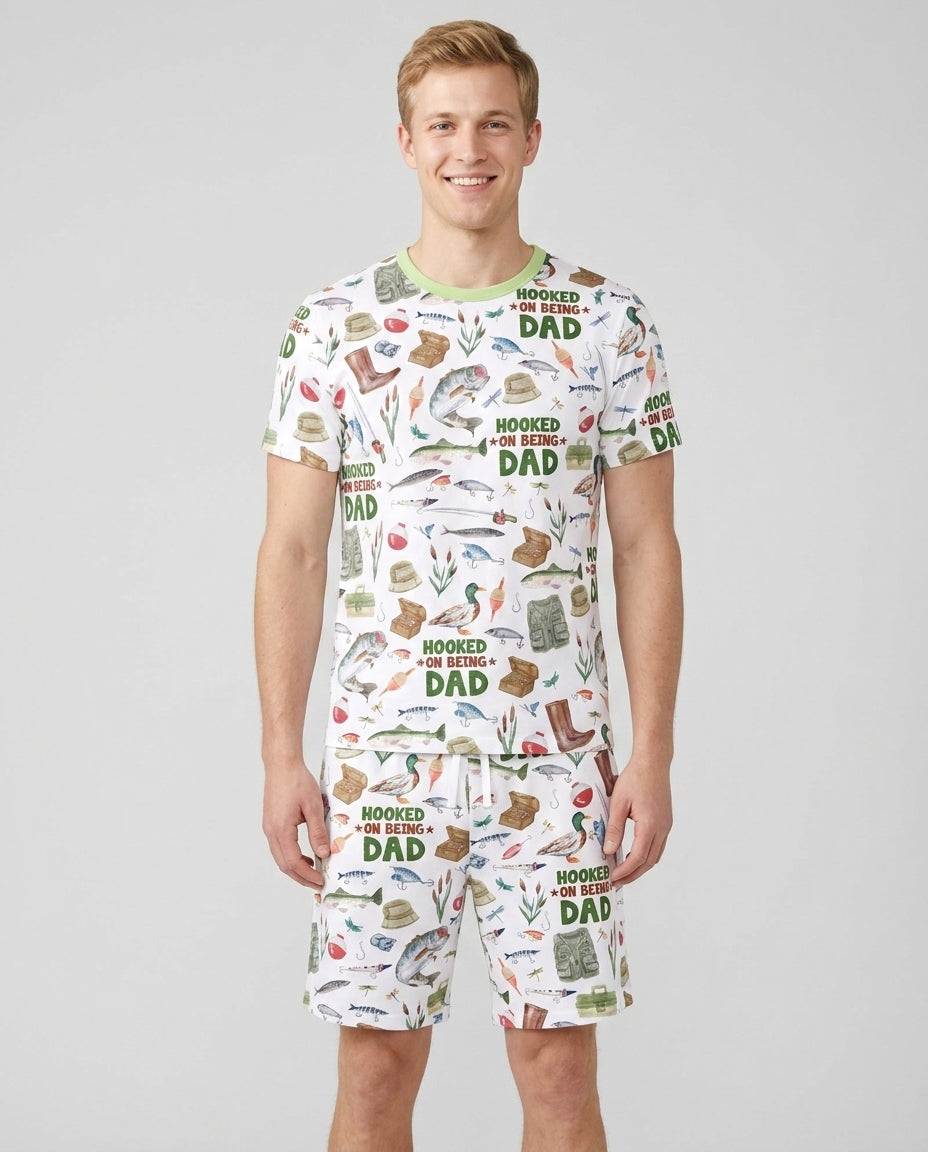 Hooked The Best Dad Daddy & Me Matching Bamboo Men Short Sleeve Short Pajama Set