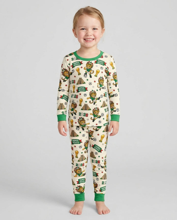 Jaguar 2026 Vamos Mexico Family Matching Bamboo Two Piece Long Sleeve Pajama Set