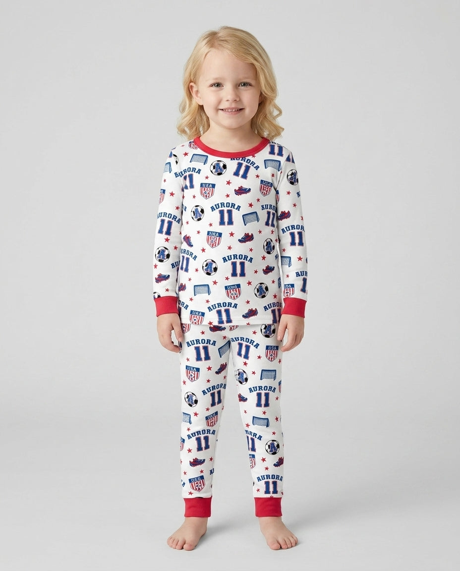 Zweiteiliges Langarm-Pyjama-Set mit Sommerfrüchten