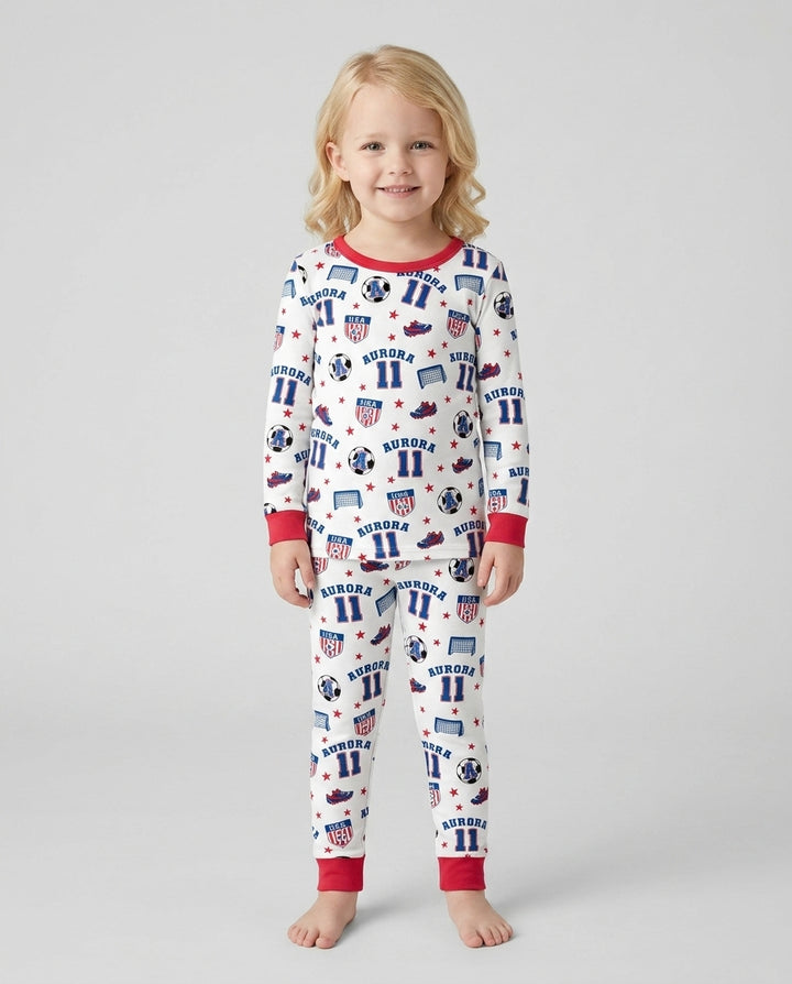 Zweiteiliges Langarm-Pyjama-Set mit Sommerfrüchten