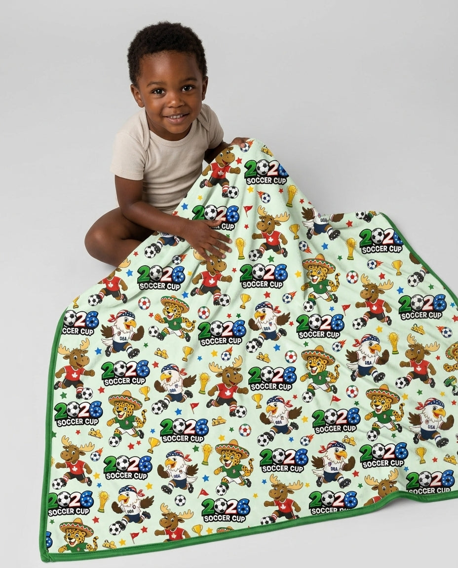 Soccer Cup Cute Mascots Bamboo Blanket