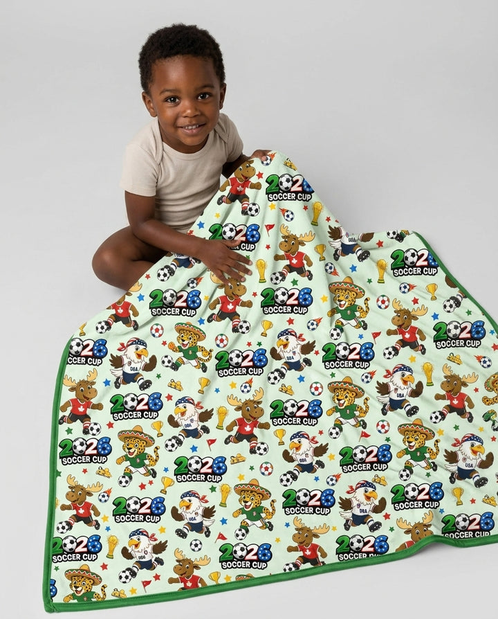 Soccer Cup Cute Mascots Bamboo Blanket