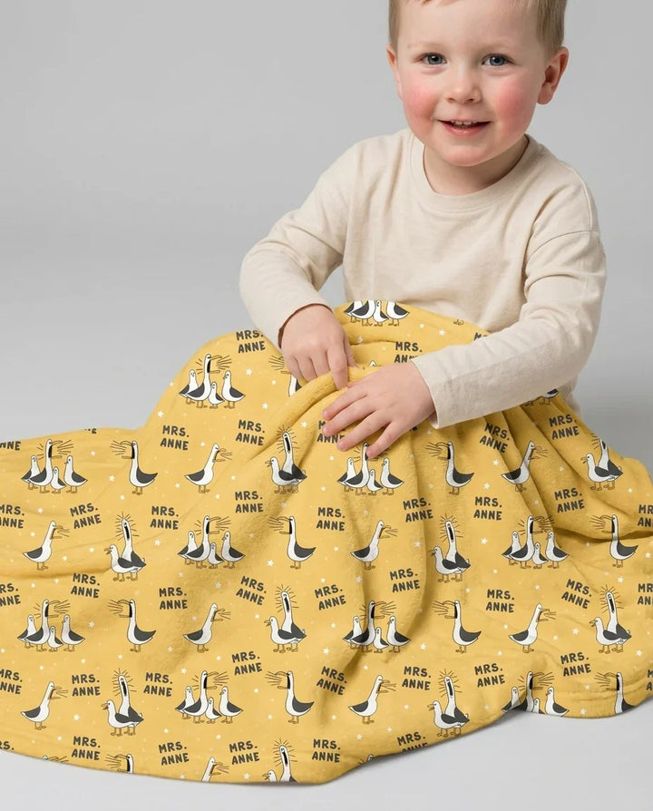 Custom Funny Seagulls Teacher Bamboo Blanket