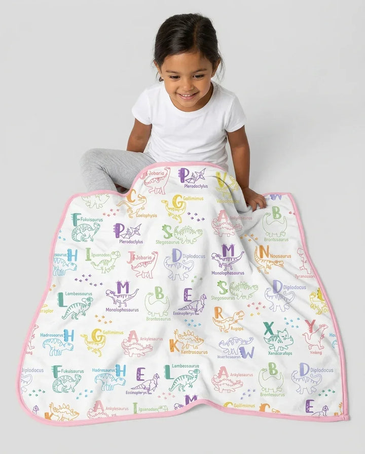 Dino Alphabet ABC Bamboo Blanket