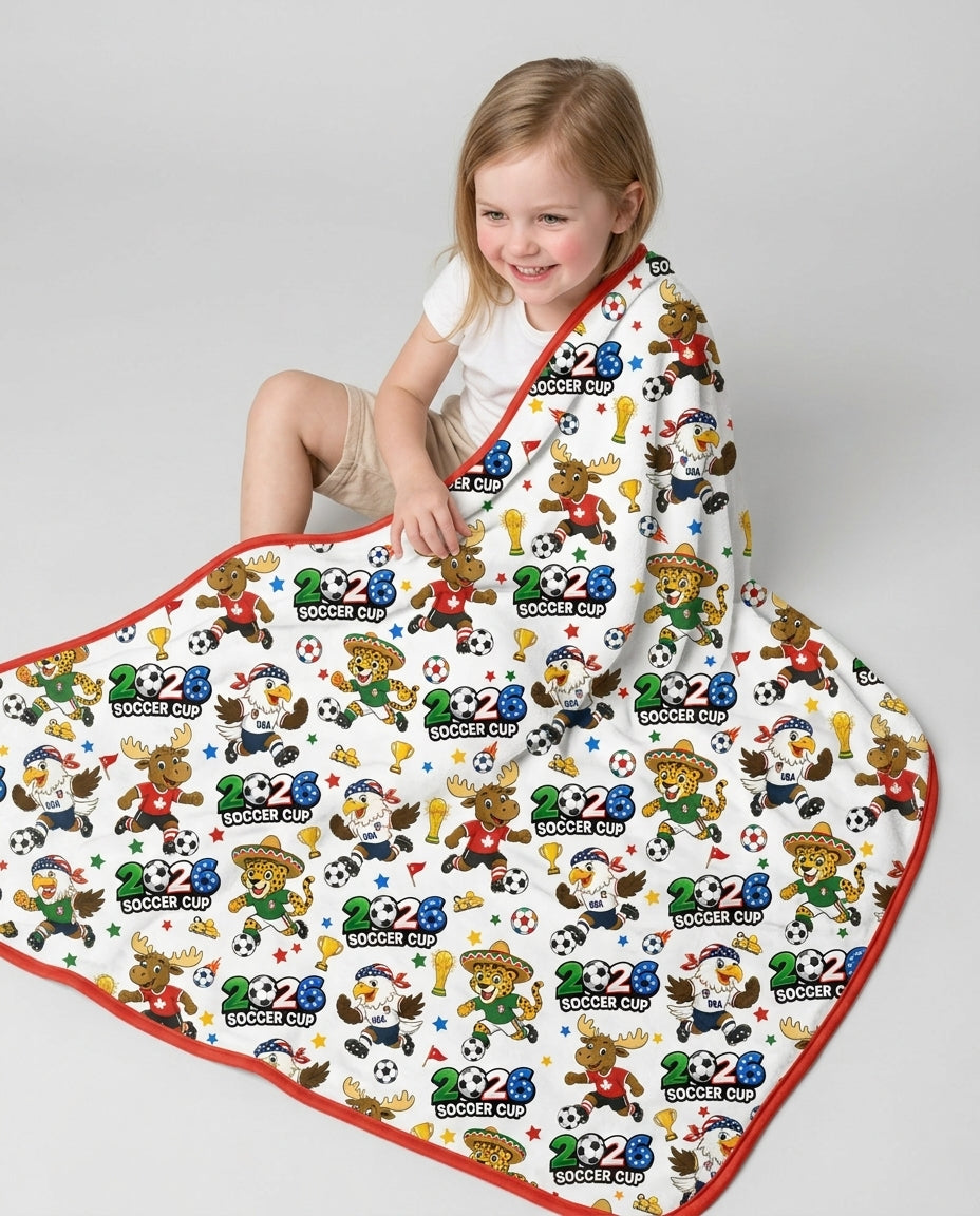 Soccer Cup Cute Mascots Bamboo Blanket