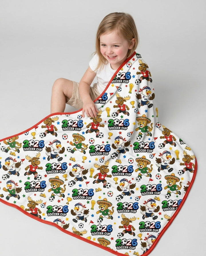 Soccer Cup Cute Mascots Bamboo Blanket