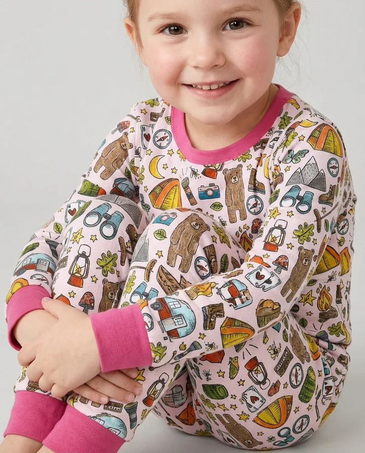 Zweiteiliges Langarm-Pyjama-Set mit Sommerfrüchten